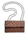 A unique quilted mesh covers this eye-catching shoulder bag from BCBGMAXAZRIA. Detailed with chain shoulder straps and matching trim, this stunning style will steal any spotlight.