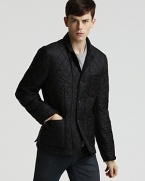 Classically quilted, this tailored Burberry Brit jacket doubles as outerwear and an indoor-appropriate layer.