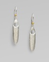 A unique design with tribal appeal in sleek sterling silver accented with radiant 24k gold. Sterling silver24k goldLength, about 1½Hook backImported 