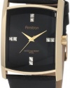 Armitron Men's 204604BKGPBK Swarovski Crystal Accented Gold-Tone Black Leather Strap Watch