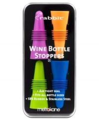 Metrokane pulls out all the stops with colorful Rabbit bottle stoppers. Flexible rubber creates an air-tight seal and fits any bottle, so wine stays fresh long after you open it. Metrokane pulls out all the stops with colorful Rabbit bottle stoppers. Flexible rubber creates an air-tight seal and fits any bottle, so wine stays fresh long after you open it.