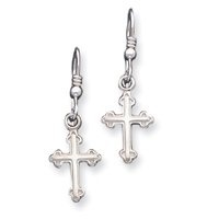 Sterling Silver Cross Earrings - Measures 1/2 x 1 - JewelryWeb