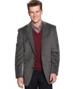 Set yourself apart. With a corded polysuede finish, this Calvin Klein blazer is a distinguished way to top off your look.