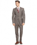 In a classic glen plaid pattern and slim construction, this Tommy Hilfiger suit is instantly a cool classic.