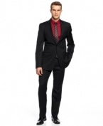 The classic. With a modern slim fit in basic black, this Calvin Klein suit will never steer you wrong.