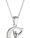 Disney Tinkerbell C Initial Silver Pendant Necklace