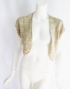 Tommy Hilfiger Womens Beige Cropped Short Sleeve Shrug Sweater S
