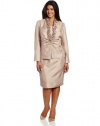Jessica Howard Women's Plus-Size Split Sleeve Ruffle Collar Jacket With Dress