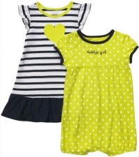 Carter's Girls 3-24 Months Dots and Stripes Romper and Dress Set (12 Months, Lime/Navy) Carter's Girls 3-24 Months Dots and Stripes Romper and Dress Set (12 Months, Lime/Navy)