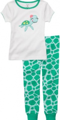 Carter's Girls Snug Fit Cotton 2-piece Pajama Set 2t-5t (4t, green turtle) Carter's Girls Snug Fit Cotton 2-piece Pajama Set 2t-5t (4t, green turtle)