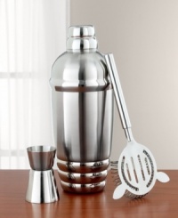 Whether you prefer it shaken or stirred, this classic set worthy of James Bond inspires the perfect martini. Rendered in polished stainless steel, the shaker, strainer and jigger are the accouterments that allow you to create the perfectly-made drink each and every time. Imported. Whether you prefer it shaken or stirred, this classic set worthy of James Bond inspires the perfect martini. Rendered in polished stainless steel, the shaker, strainer and jigger are the accouterments that allow you to create the perfectly-made drink each and every time. Imported.