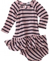 Splendid Littles Baby-girls Infant Striped Dress and Bloomer, Pink Ribbon, 18-24 Months