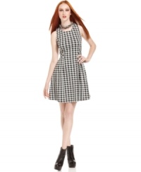 In a graphic black and white, this houndstooth-print Bar III dress is oh-so on-trend for fall! In a graphic black and white, this houndstooth-print Bar III dress is oh-so on-trend for fall!