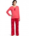 Hue Sleepwear Women's Rhinestone Long-Sleeve Pajama Set