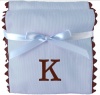 Princess Linens Bon Bon Burp Pad Baby Blue with Brown Trim-K