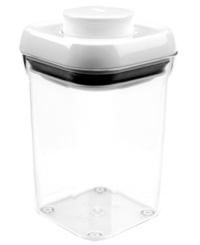 Press on! Keep air out and trap flavor in with this innovative solution to all of your storage needs. At the simple press of a button, this modular container creates an airtight seal to keep ingredients and food fresh. A stacking design makes this a must-have for organization on the countertop or in the pantry. Press on! Keep air out and trap flavor in with this innovative solution to all of your storage needs. At the simple press of a button, this modular container creates an airtight seal to keep ingredients and food fresh. A stacking design makes this a must-have for organization on the countertop or in the pantry.