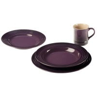 Le Creuset Stoneware 4-Piece Dinnerware Set, Cassis Le Creuset Stoneware 4-Piece Dinnerware Set, Cassis