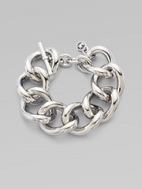 Thick, chunky links make this a statement piece. Brass Length, about 8 Toggle closure with logo lock Imported Thick, chunky links make this a statement piece. Brass Length, about 8 Toggle closure with logo lock Imported