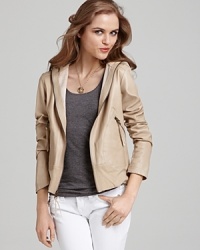 Laundry By Shelli Segal Dolce Leather Hooded Jacket Laundry By Shelli Segal Dolce Leather Hooded Jacket