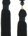 Kenneth Jay Lane Black Bead and Tassel Drop Earrings