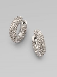A dazzling style in a subtle and versatile design. BrassGlass stonesLength, about ½Hinge-and-post backImported A dazzling style in a subtle and versatile design. BrassGlass stonesLength, about ½Hinge-and-post backImported