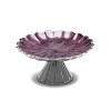 Hand made in sand-cast aluminum with our trademark blend of enamel infused with crushed mother of pearl. Artfully scalloped cake plate modeled after Peony flower petals. Stack with other cake stands or use alone for cupcakes, cheese balls or as a candle stand.