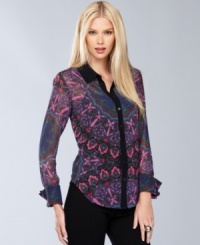 An intricate, inspired print updates INC's classic French-cuff shirt. Layer it with a blazer and jeans for a casual look -- or pair it with a sophisticated skirt suit for the office. (Clearance) An intricate, inspired print updates INC's classic French-cuff shirt. Layer it with a blazer and jeans for a casual look -- or pair it with a sophisticated skirt suit for the office. (Clearance)