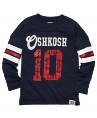 He'll be ready to root for his favorite team when wearing this athletic-inspired tee from Osh Kosh. He'll be ready to root for his favorite team when wearing this athletic-inspired tee from Osh Kosh.