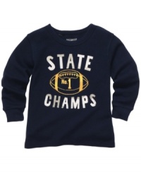 He'll be cozy this football season with the help of Osh Kosh's signature thermal tees. He'll be cozy this football season with the help of Osh Kosh's signature thermal tees.