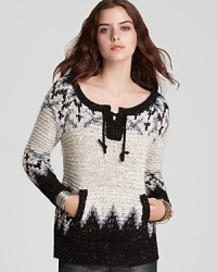 Put your hands together and go boho-chic for this cozy Free People sweater rendered in a soft wool blend. Put your hands together and go boho-chic for this cozy Free People sweater rendered in a soft wool blend.