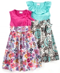 Tip-toe through the flowers. Floral prints on this flowing pleated skirt will make her feel pretty as a petal when she puts on this dress from Nannette. Tip-toe through the flowers. Floral prints on this flowing pleated skirt will make her feel pretty as a petal when she puts on this dress from Nannette.
