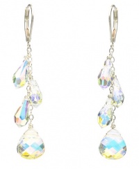 Sterling Silver Swarovski Elements Crystal Aurora Borealis Multi-Teardrop and Briolette Earrings