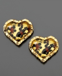 Wear a little jungle love. These hot Betsey Johnson earrings feature a leopard print set in goldtone mixed metal with an antique finish. Approximate width: 1/2 inch. Wear a little jungle love. These hot Betsey Johnson earrings feature a leopard print set in goldtone mixed metal with an antique finish. Approximate width: 1/2 inch.