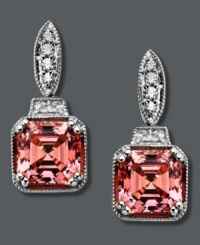 Get ready for the party. These dazzling Arabella drops will heighten any look with princess-cut pink Swarovski zirconias (6-5/8 ct. t.w.) surrounded by sparkling clear cubic zirconias (5/8 ct. t.w.). Crafted in sterling silver. Approximate drop: 3/4 inch. Get ready for the party. These dazzling Arabella drops will heighten any look with princess-cut pink Swarovski zirconias (6-5/8 ct. t.w.) surrounded by sparkling clear cubic zirconias (5/8 ct. t.w.). Crafted in sterling silver. Approximate drop: 3/4 inch.