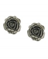 See what's in bloom for spring. 2028's romantic stud earrings feature intricate flowers with jet enamel accents. Crafted in silver tone mixed metal. Approximate diameter: 3/4 inches.