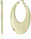 Nine West Gold-Tone Plated Sand Blasted Medium Click-It Hoop Earrings