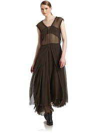 THE LOOKV-neckSleevelessSweater-trim detailsSheer bodiceRuffle accentFlowing side panelsRuffled hemBack zip closureTHE FITAbout 52 from shoulder to hemTHE MATERIALSilkPartially linedCARE & ORIGINDry cleanMade in ItalyModel shown is 5'10 (177cm) wearing US size 4. THE LOOKV-neckSleevelessSweater-trim detailsSheer bodiceRuffle accentFlowing side panelsRuffled hemBack zip closureTHE FITAbout 52 from shoulder to hemTHE MATERIALSilkPartially linedCARE & ORIGINDry cleanMade in ItalyModel shown is 5'10 (177cm) wearing US size 4.