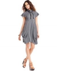 Go for sporty-chic this summer with this Kensie turtleneck dress featuring a terry fabric and drawstring! Go for sporty-chic this summer with this Kensie turtleneck dress featuring a terry fabric and drawstring!