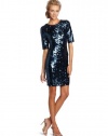 BCBGMAXAZRIA Women's Marta 3/4 Sleeve Sequin Dress