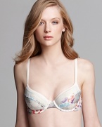 Match your sweet side in a pretty floral printed demi bra from Calvin Klein.