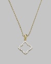 From the Cable Collectibles Collection. A diamond outlined in diamonds, set in 18k gold and connected to a graceful gold chain by a gold cable bale. Diamonds, 0.13 tcw 18k yellow gold Adjustable chain length, 16-18 Pendant width, about ½ Lobster clasp Imported