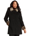 Land a luxe look for less with Style&co.'s single-breasted plus size coat, accented by fake fur trim.
