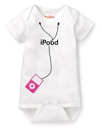 This droll Sara Kety bodysuit sends up the iconic music playing device. This droll Sara Kety bodysuit sends up the iconic music playing device.