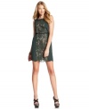 Jessica Simpson revamps a shift silhouette with a panel of inset lace, a cinched waist and scalloped hem. (Clearance)