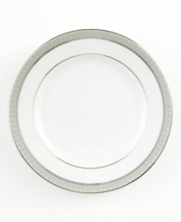 Well-suited for formal occasions, Mikasa's regal Platinum Crown dinnerware and dishes collection trims elegant white fine china with embossed platinum bands.