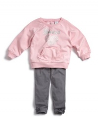 GUESS Kids Girls Little Girl Oversized Sweatshirt With Le, LIGHT PINK (2T) GUESS Kids Girls Little Girl Oversized Sweatshirt With Le, LIGHT PINK (2T)