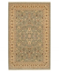 Designed with meticulously placed nuances of color and intricate floral imagery, this relaxed traditional rug recreates the stunning visual texture of the finest Indian Peshawar rugs. Crafted with luxuriously soft New Zealand wool, the Tiana features a cool, olive-tone ground, speckled with accentuating beiges and burnt reds. Designed with meticulously placed nuances of color and intricate floral imagery, this relaxed traditional rug recreates the stunning visual texture of the finest Indian Peshawar rugs. Crafted with luxuriously soft New Zealand wool, the Tiana features a cool, olive-tone ground, speckled with accentuating beiges and burnt reds.