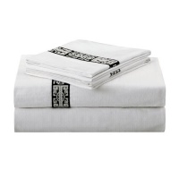 Natori Indochine 300 Thread Count Viscose Derived from Bamboo/Cotton Fitted Sheet, White, Queen