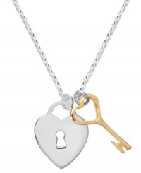 The key to a kiss. Give her this special heart locket and key pendant from Giani Bernini and she'll be forever yours. Crafted in sterling silver and 24k gold over sterling silver. Approximate length: 18 inches. Approximate drop: 1/2 inch.