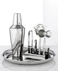 Get ready for any cocktail request! This classic stainless steel bar set has the tools you need to mix and serve drinks with professional flair. Get ready for any cocktail request! This classic stainless steel bar set has the tools you need to mix and serve drinks with professional flair.